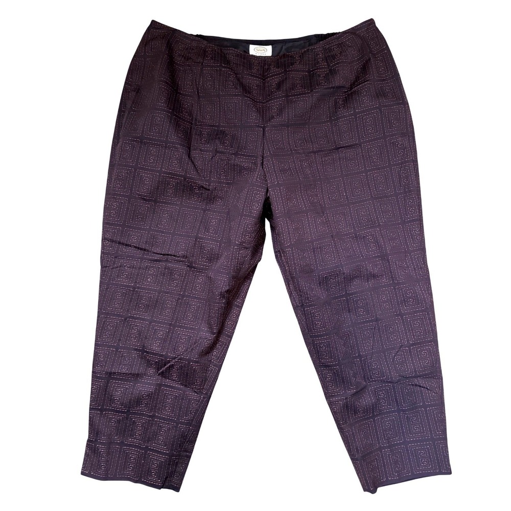 Talbots Woman High Rise Tapered Leg Black Geometric Pants Size 24W Office Casual